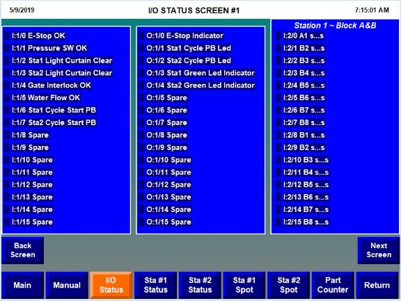 io i/o status screen touchscreen hmi operator interface machine control wiring schematic quick troubleshooting low downtime easy to use