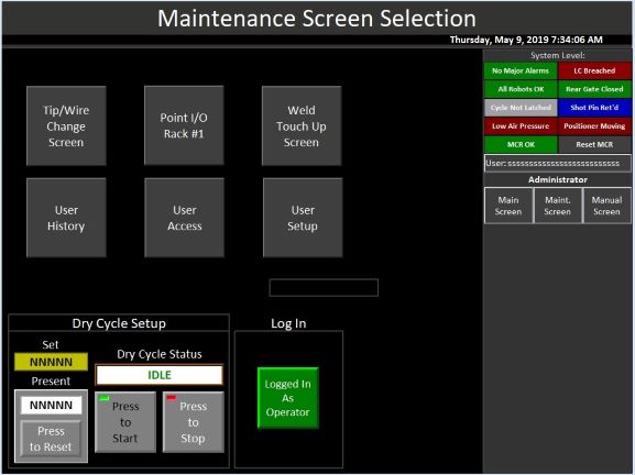 maintenance screen hmi human machine interface touchscreen operator operation allen bradley omron pilz siemens mitsubishi automation direct keyence