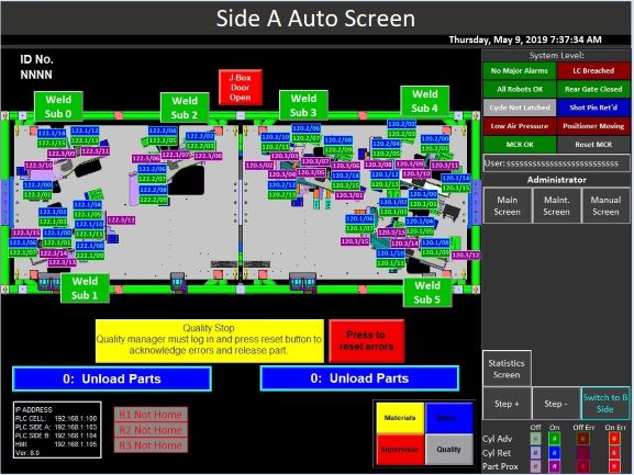 automated welding fixture tool status data collection database hmi error reporting viewing troubleshooting sensor issue indicator accurate layout